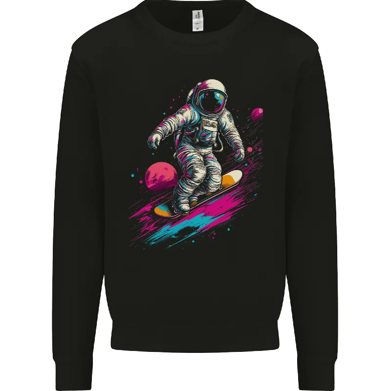 Astro Skater Astronaut Skateboarding Space Mens Sweatshirt Jumper Hoodie with Hem Detail Decorative Unique