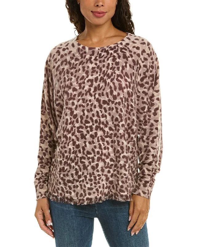 InCashmere Ombre Animal Print Cashmere Pullover Oversized Cozy Pullover