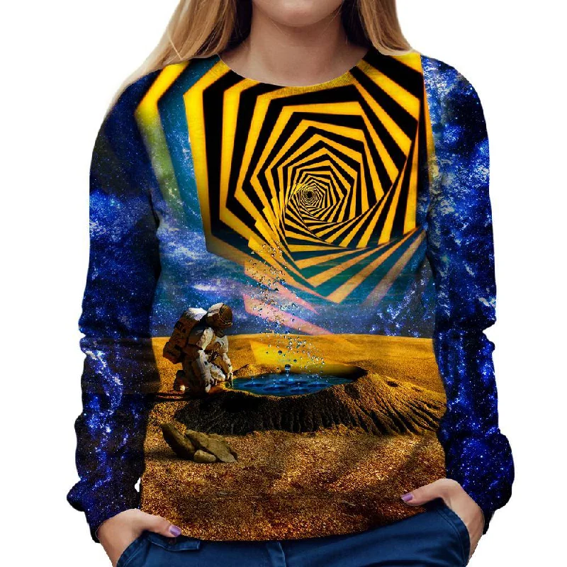 Astronaut Yellow Portal Womens Sweatshirt Hoodie with Back Slit Movement Comfort