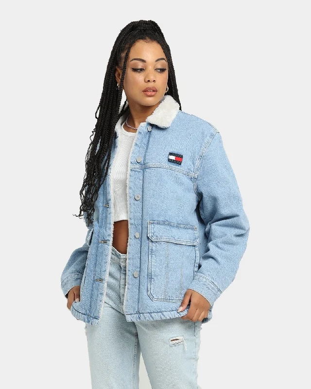 Tommy Jeans Women's Worker Sherpa Jacket Denim Anorak Shell Jacket Lightweight Jacket