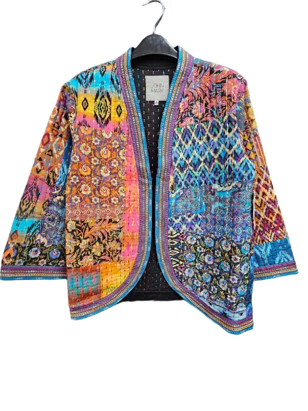 Women's Quilted Multi Colored Jacket with Running Stitch details One-Shoulder Jacket Off-the-Shoulder Jacket Asymmetrical Jacket