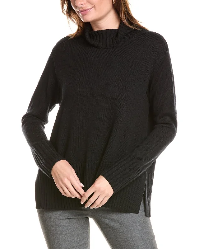 EILEEN FISHER Turtleneck Wool Pullover Seamless Knit Pullover