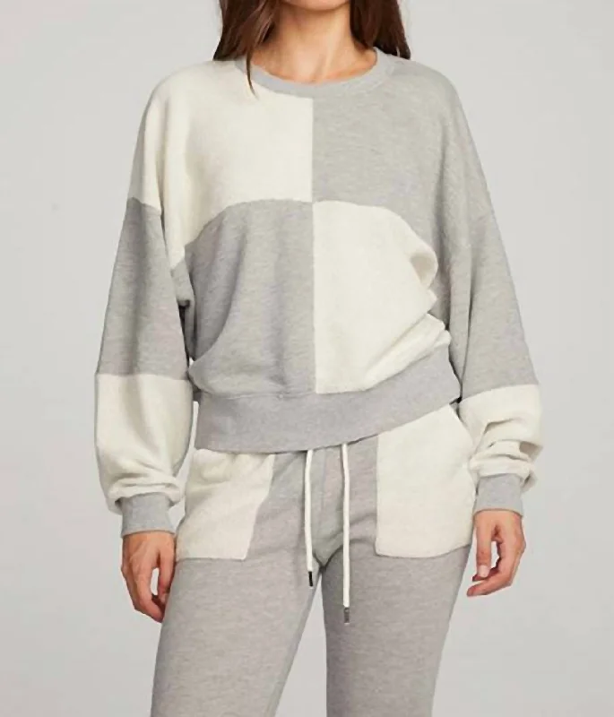 Marie Pullover In Heather Grey Puff Sleeve Stylish