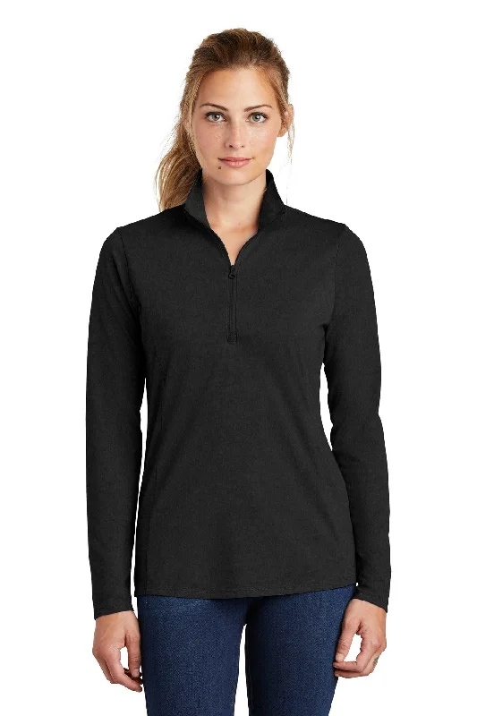 Sport-Tek ® Ladies PosiCharge ® Tri-Blend Wicking 1/4-Zip Pullover. LST407 Ruffle Sleeve Feminine