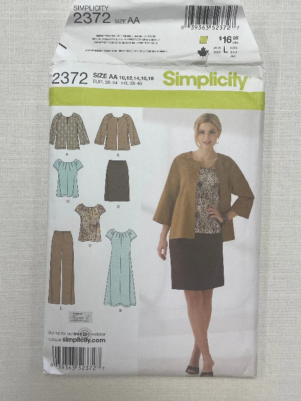 SALE 2010 Simplicity 2372 Sewing Pattern - Women's Top, Jacket, Skirt, and Pants FACTORY FOLDED Denim Fabric Leather Fabric Suede Fabric