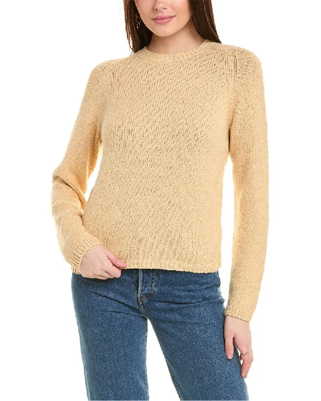 Vince Pebbled Crewneck Pullover Keyhole Neck Pullover