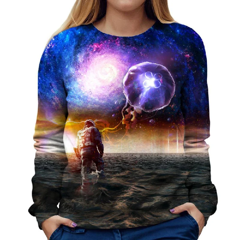 Galactic Jellyfish Womens Sweatshirt Hoodie with Hem Drawcord Adjustable Customizable