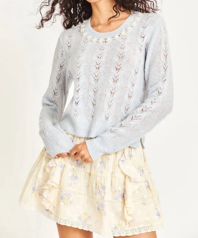 Linus Pullover In Bluebell Lantern Sleeve Elegant