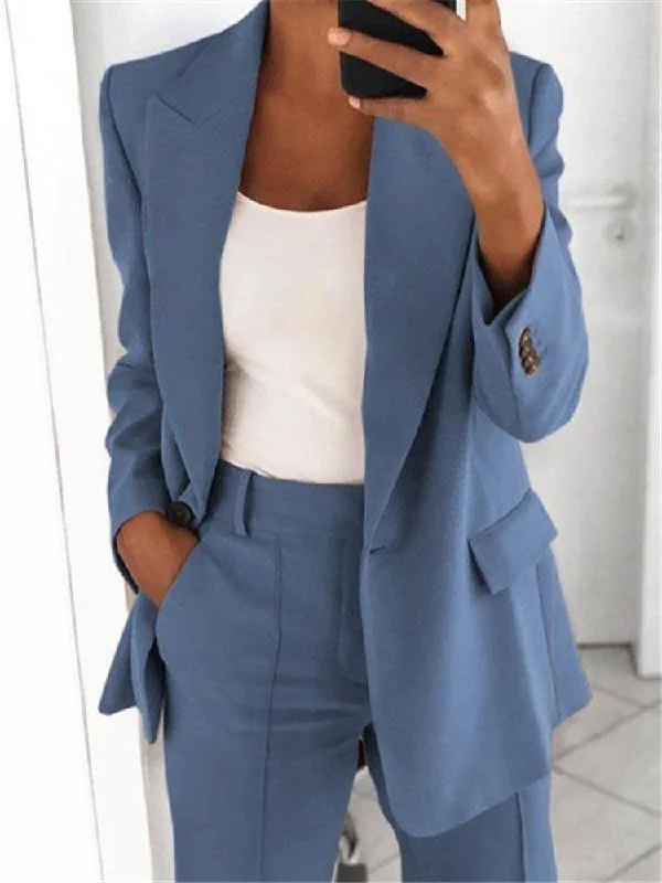 Wjczt Fashion Lapel Slim Cardigan Temperament Suit Sports Coat Femininity Slim Ladies Casual Jacket Women's Wear Blazer Women Single V-Neck Jacket Boat Neck Jacket Square Neck Jacket