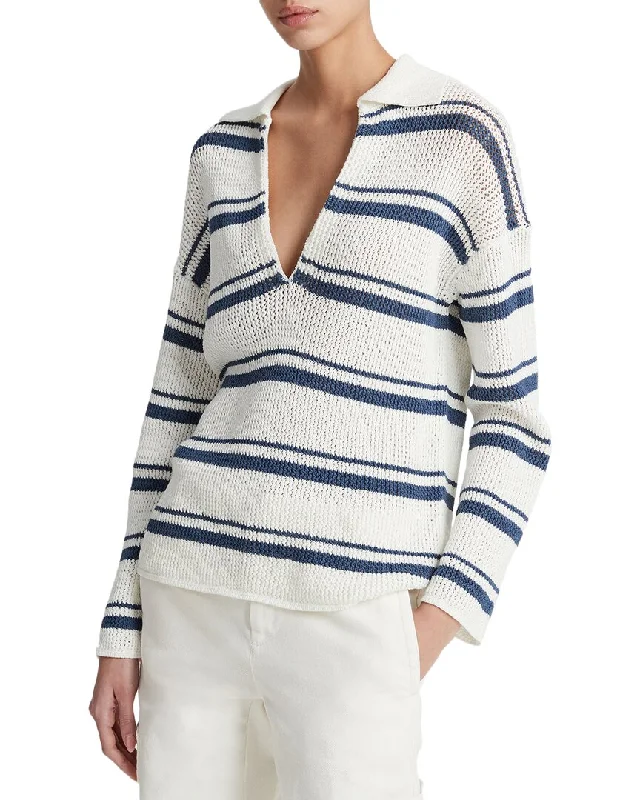 Vince Racked Ribbed Stripe Pullover Thin Wool Pullover