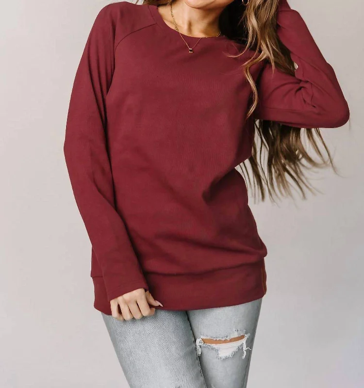 Classic Pullover In Cranberry Short Sleeve Top