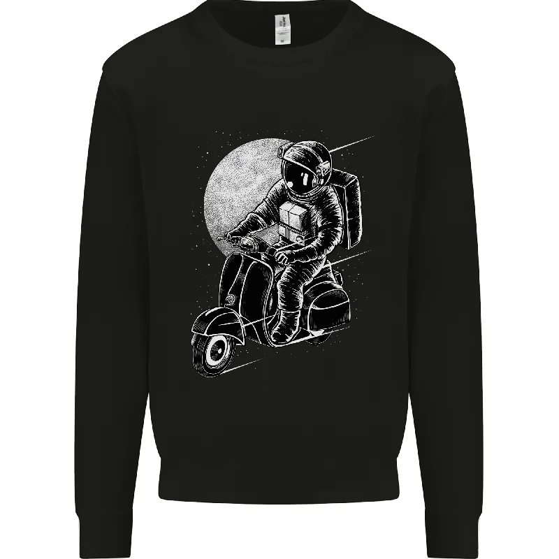 Astro Scooter Spaceman Biker Motorcycle MOD Mens Sweatshirt Jumper Hoodie with Front Slit Layering Stylish