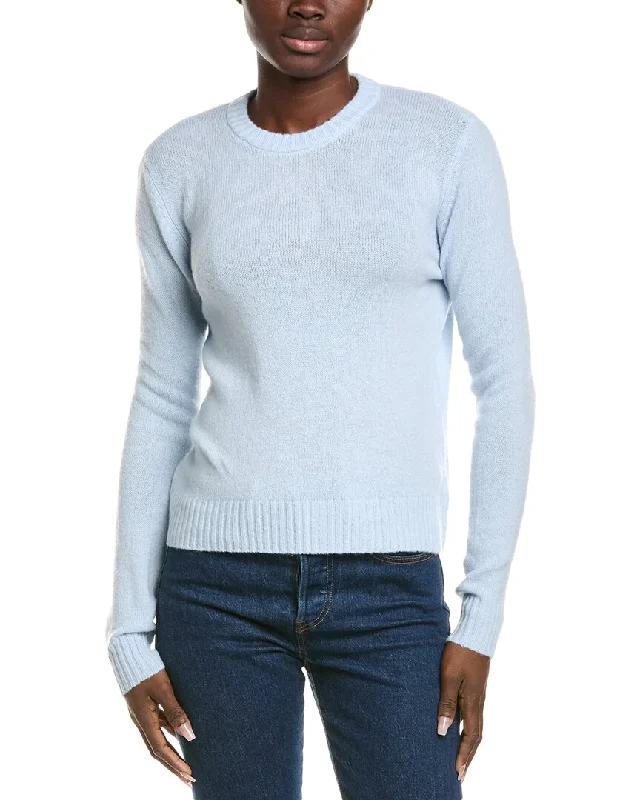 Alashan Cashmere Technical Crop Crewneck Cashmere-Blend Pullover Puff Sleeve Stylish