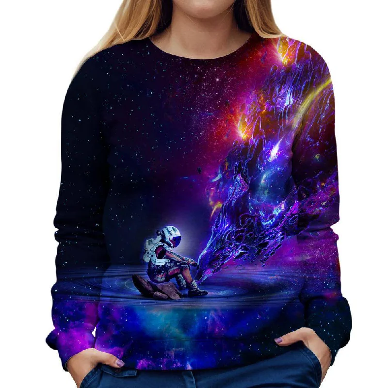 Astronaut Texture Womens Sweatshirt Hoodie with High-Low Hem Asymmetrical Trendy