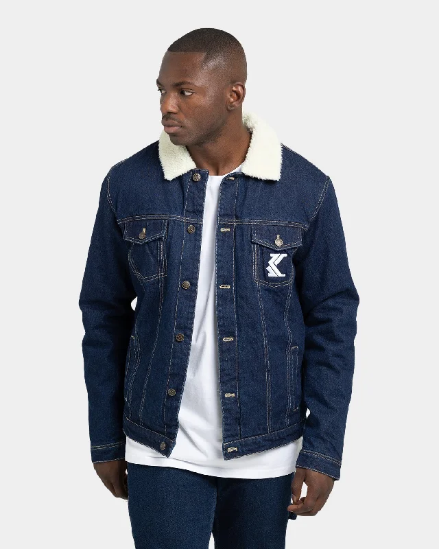 Karl Kani Retro Rinsed Denim Jacket Dark Blue Fleece Jacket Down Jacket Parka