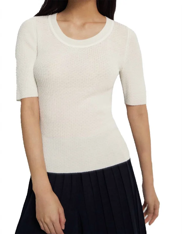 Leenda Wool Pullover Top In Oat Long Sleeve Pullover