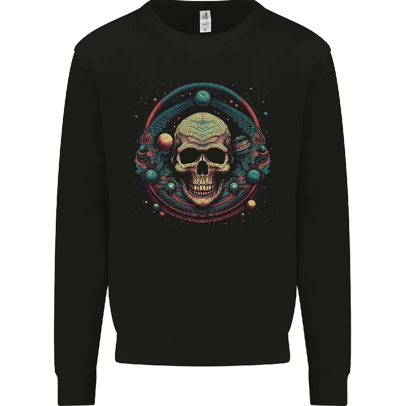 Astro Skull Planets Universe Space Mens Sweatshirt Jumper Hoodie with Hem Lace Feminine Delicate