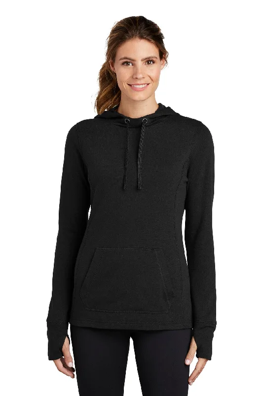 Sport-Tek ® Ladies PosiCharge ® Tri-Blend Wicking Fleece Hooded Pullover. LST296 Saggy Sleeve Comfort