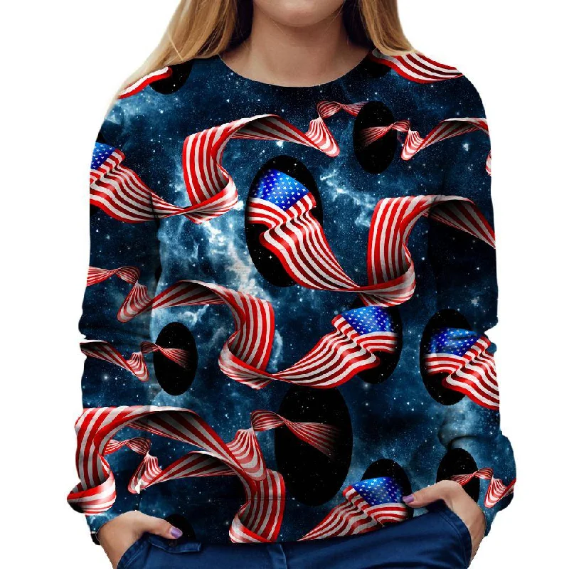 Galactic Flag Womens Sweatshirt Hoodie with Print Artistic Unique