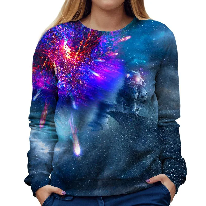 Astronaut Galaxy Womens Sweatshirt Hoodie with Elastic Waist Stretchable Comfortable