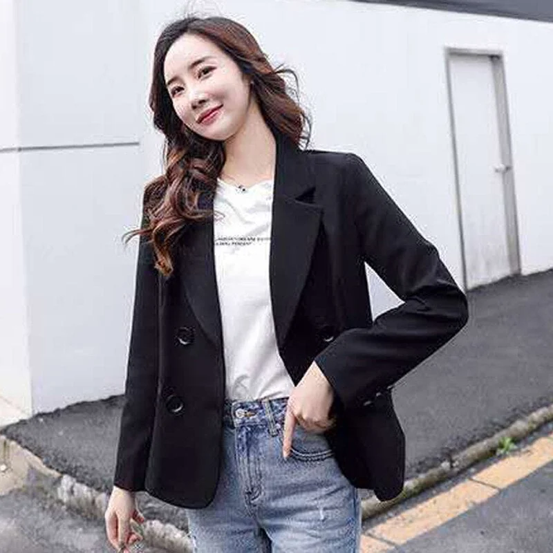 Wjczt Autumn Simple Elegant Blazer Women Black Loose Suit Jackets Causal Pink Tailored Coat Korean Fashion Lady Office Outwear New Chenille Fabric Brocade Fabric Lace Fabric