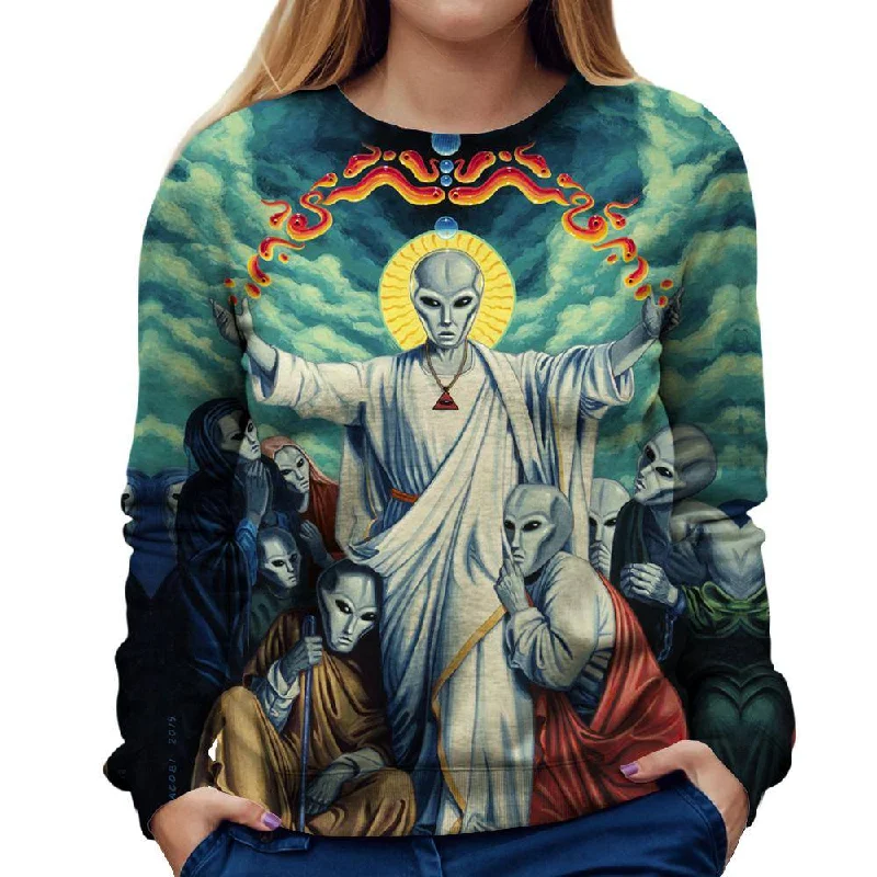 Alien Christ Womens Sweatshirt Cotton Hoodie Fleece Lining Warmth