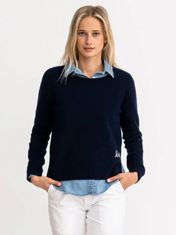 Patchwork Pullover Top - Indigo Spaghetti Sleeve Top