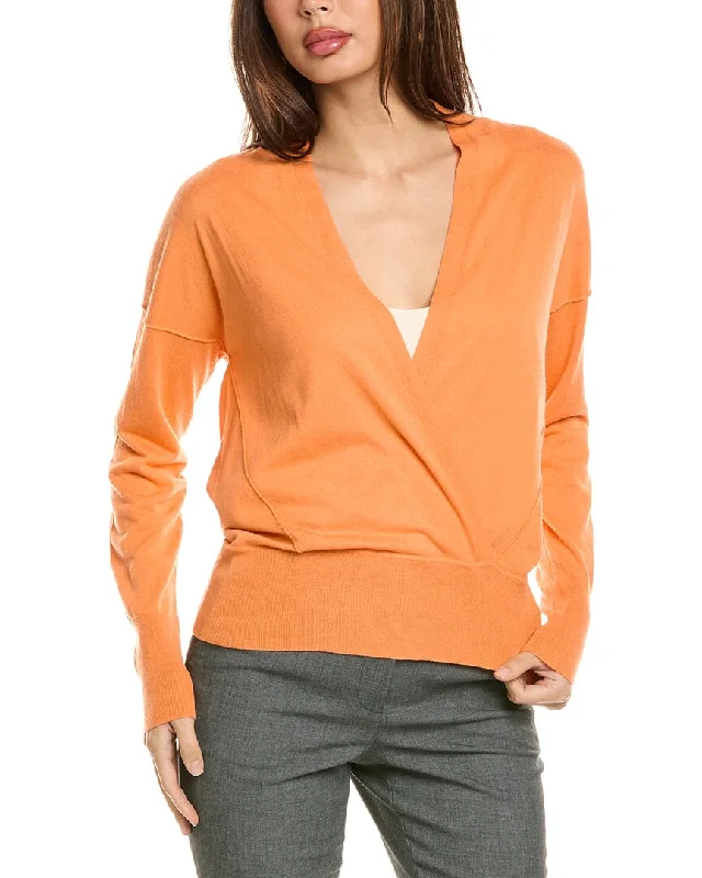 Forte Cashmere Surplice Cashmere-Blend Pullover dolman Sleeve Top