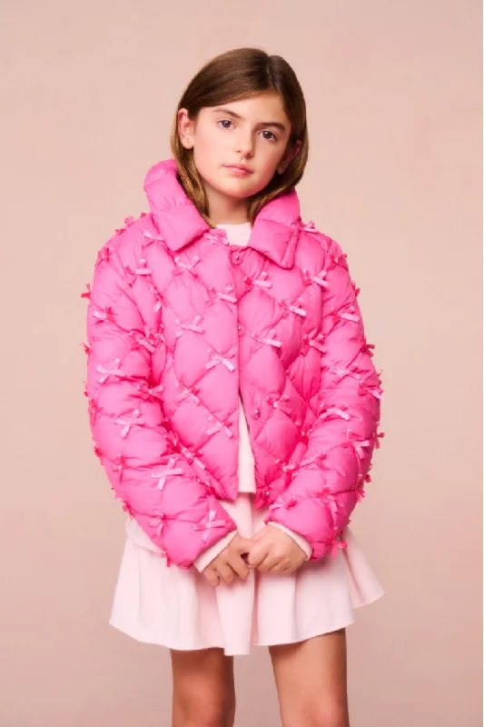 Girls Maricala Quilted Bow Jacket Ribbed Jacket Pleated Jacket Ruffled Jacket