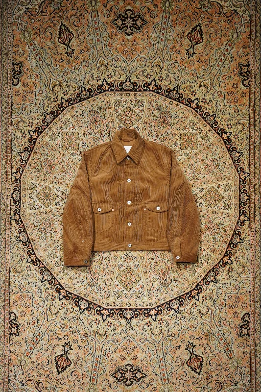 SUGARHILL CORDUROY DENIM JACKET(BROWN) One-Shoulder Jacket Off-the-Shoulder Jacket Asymmetrical Jacket