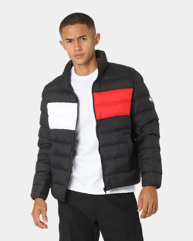 Tommy Jeans Essential Flag Down Jacket Black Ribbed Jacket Pleated Jacket Ruffled Jacket