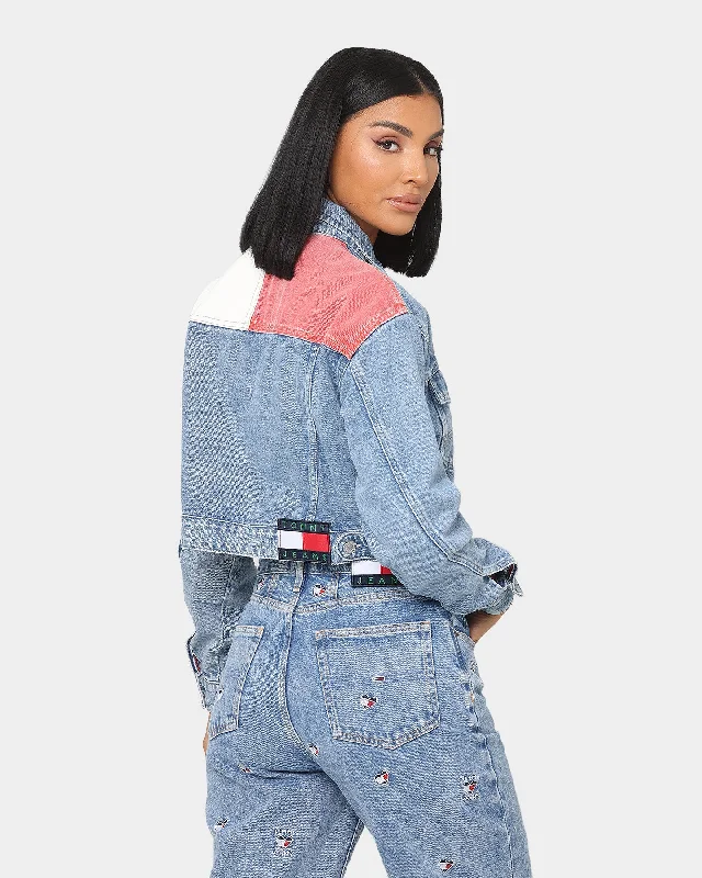 Tommy Jeans Women's Cropped Trucker Jacket Denim Fleece Fabric Down Fabric Feather Fabric