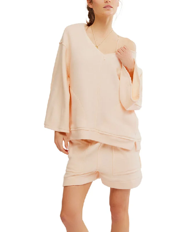 Free People DAY OFF PULLOVER - TENDER PEACH Cashmere Luxurious Pullover