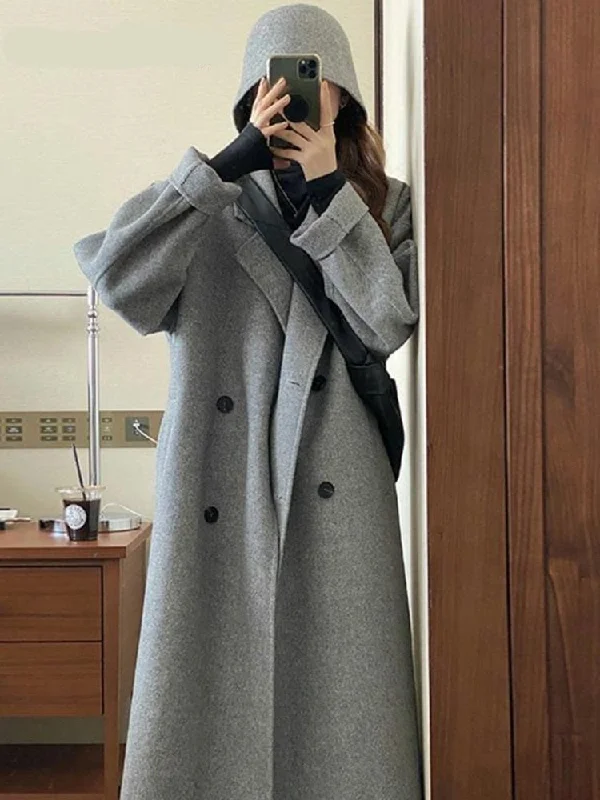 Wjczt 2022 New Autumn and Winter Suit Collar Camel Colored Woolen Coat Women Knee Length Wool Coat Coat Women Winter Jacket Long Coat Mesh Jacket Canvas Jacket Denim Jacket