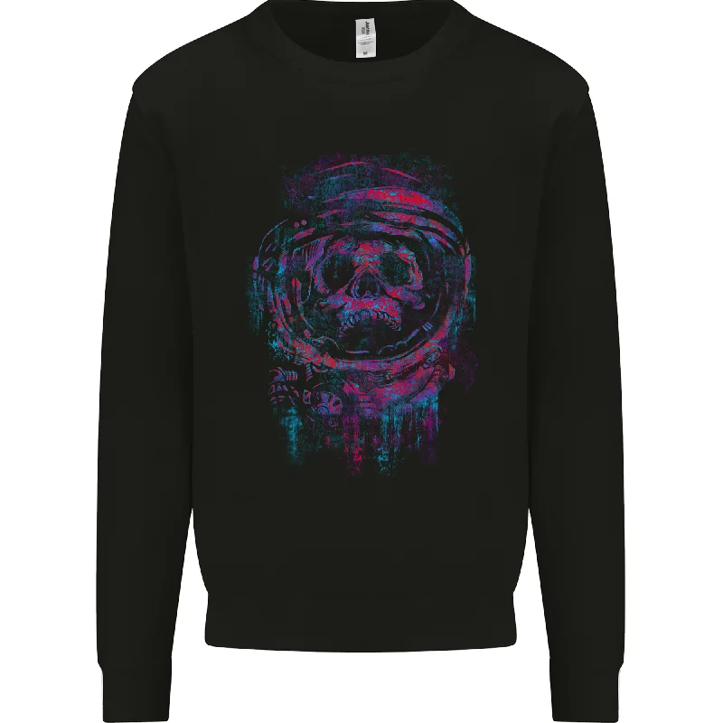 Astro Skull Astronaut Space Mens Sweatshirt Jumper Hoodie with Hem Elastic Stretchable Comfortable