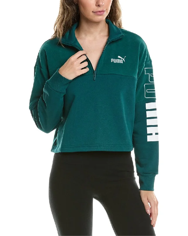 PUMA Power Cropped Pullover Lapel Neck Sweater