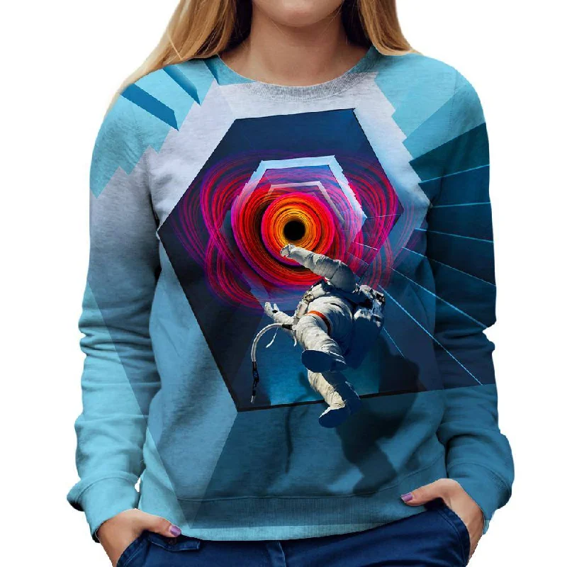 Into The Unknown Astronaut Womens Sweatshirt Hoodie with Tied Waist Feminine Flattering