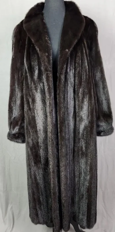 Vintage Adolfo Female Ranch Mink Coat Denim Leather Suede