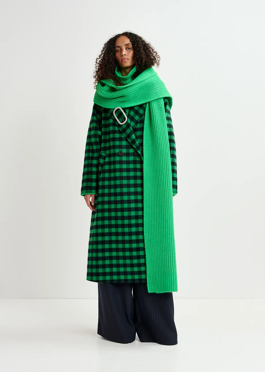 ESSENTIEL Green Check Coat Trench Wool Cashmere