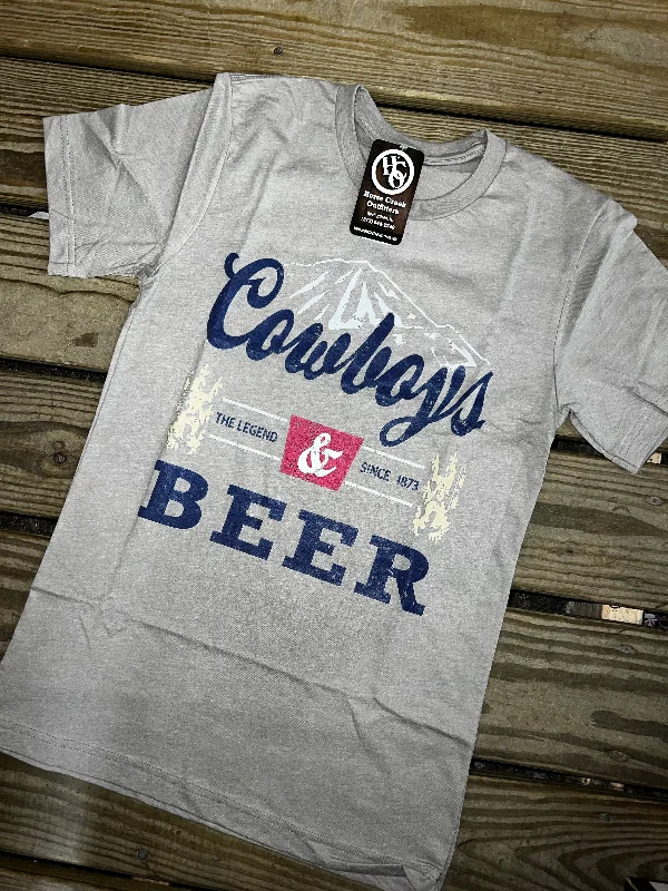 Cowboys & Beer Heather Stone Tee Mesh Fabric Canvas Fabric Denim Fabric