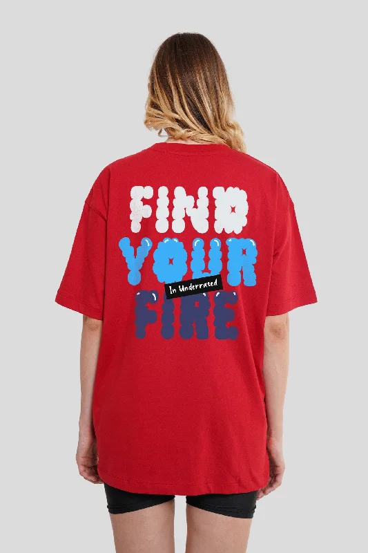 Find Your Fire Red Oversized Fit T-Shirt Women Spandex Blend Rayon Blend Denim Blend