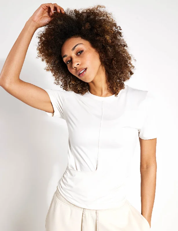 Scoop Neck Wrap Front Yoga T-Shirt - Ivory Terry Blend Velvet Blend Canvas Blend