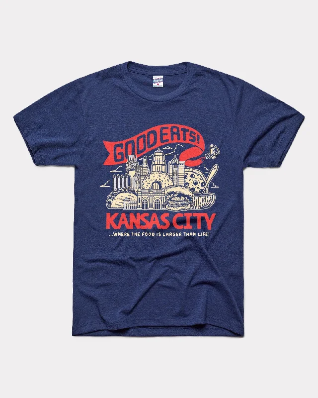 Kansas City Good Eats Navy T-Shirt Sequined Glittery Shiny