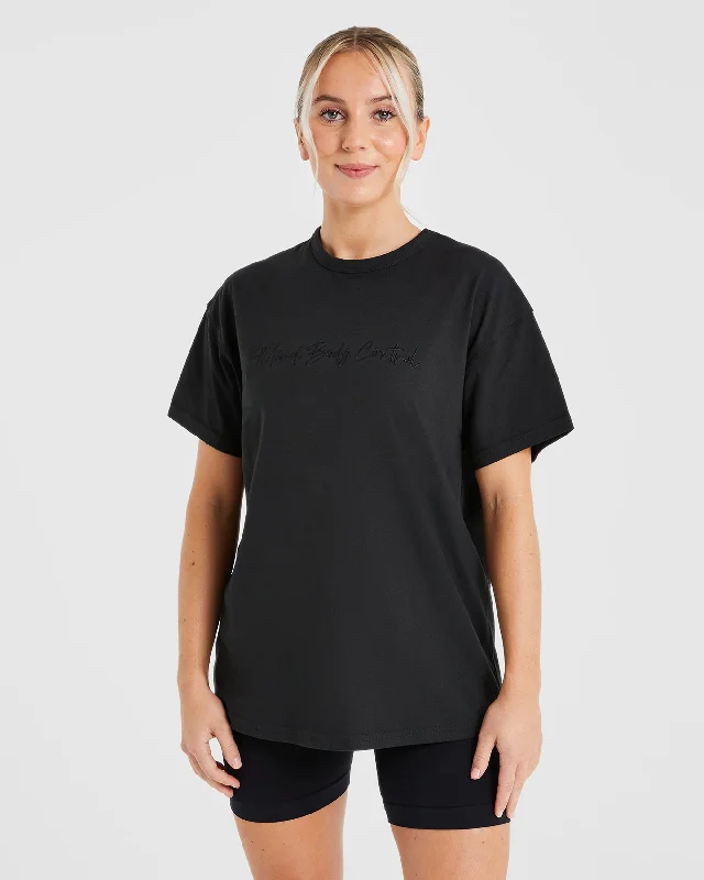 Mind Body Control Oversized T Shirt - Black Plaid T-Shirt Polka Dot Checkered