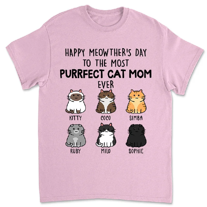 Purrfect Cat Mom - Personalized Custom Unisex T-shirt - Gifts For Cat Lovers Hooded Caped Shawl Collar