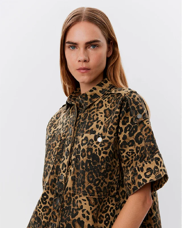 ELARASW SHIRT - Leopard Fitted T-Shirt Seamless Stretchy