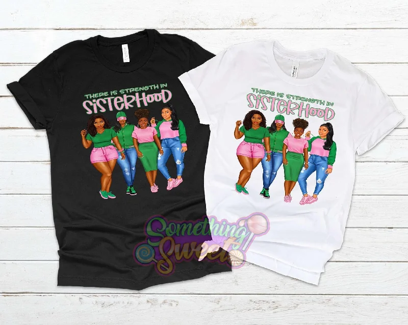 Sisterhood Pink & Green Tee Basic T-Shirt Crew Neck Short Sleeve