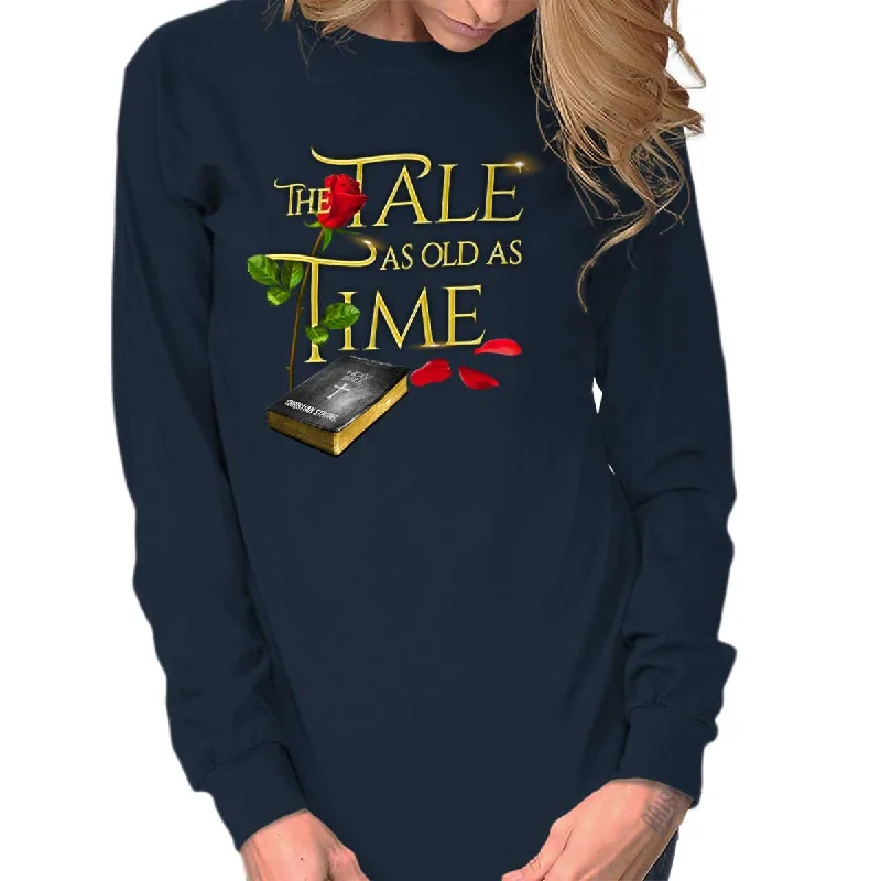 Tale Old as Time Long Sleeve T-Shirt Mesh Fabric Canvas Fabric Denim Fabric