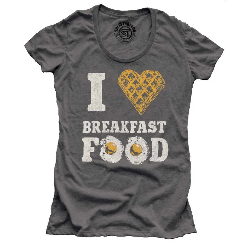 Women's I Heart Breakfast Food T-shirt Print Jacquard Patchwork