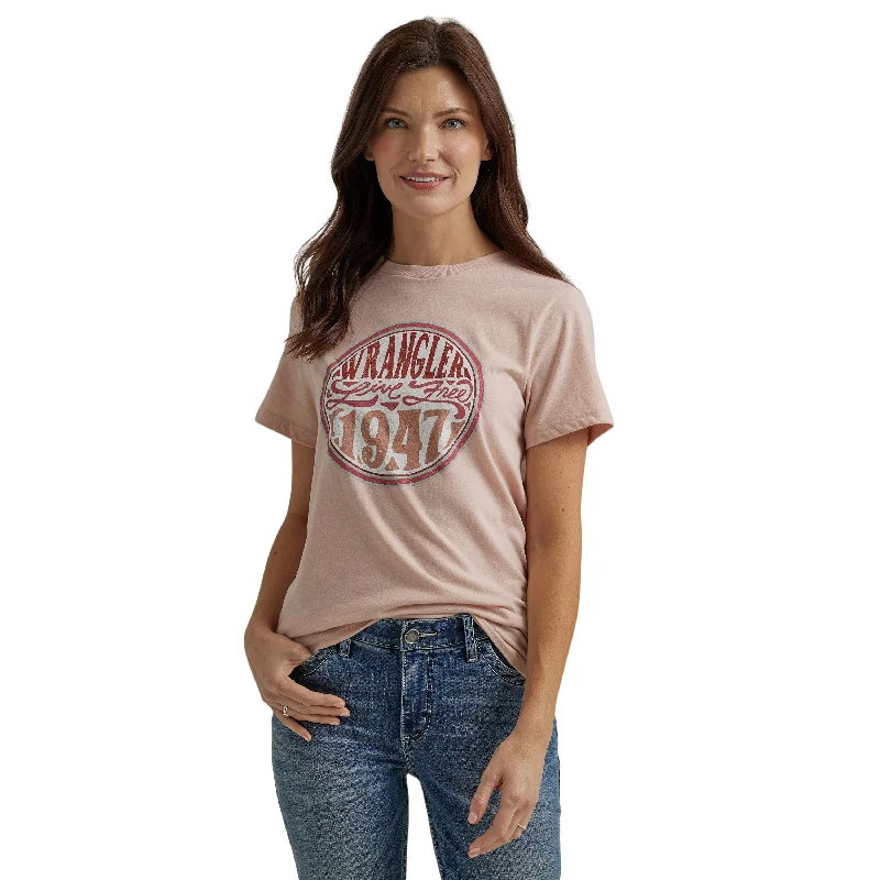 Women's Wrangler Nostalgia Logo Reg Fit Tee- Peach Fashionable Trendy Casual